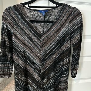 Apt. 9 Black and Brown Striped Top SizeSmall